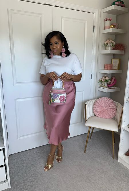 Pink Is My Fav Color. Super simple outfit for brunch or a derby event. The skirt and shirt are older but tagged similar styles. Exact lip color is cotton candy but currently sold out. 