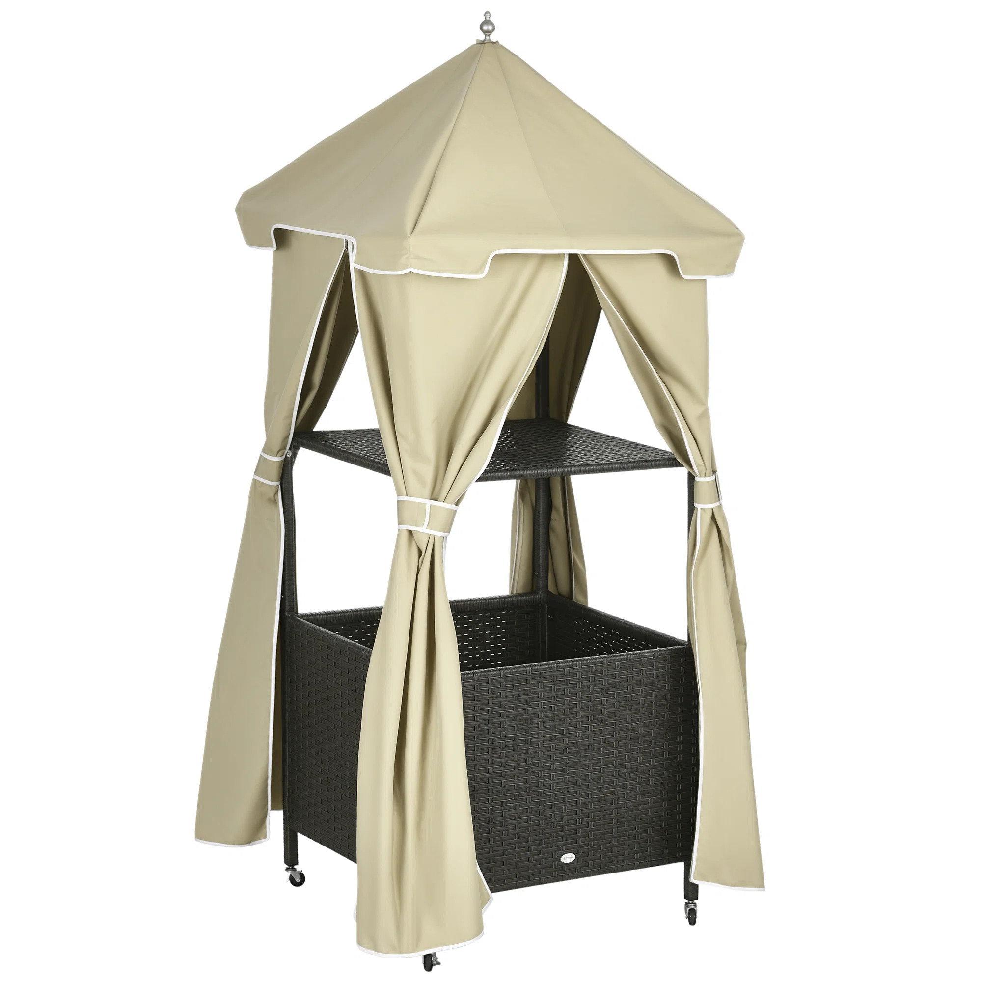 Outsunny 34.25'' W Water Resistant Wicker Towel Valet with Wheels | Wayfair North America