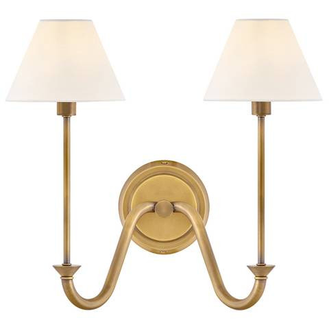 Greta 15 1/2" High Heritage Brass 2-Light Wall Sconce | Lamps Plus