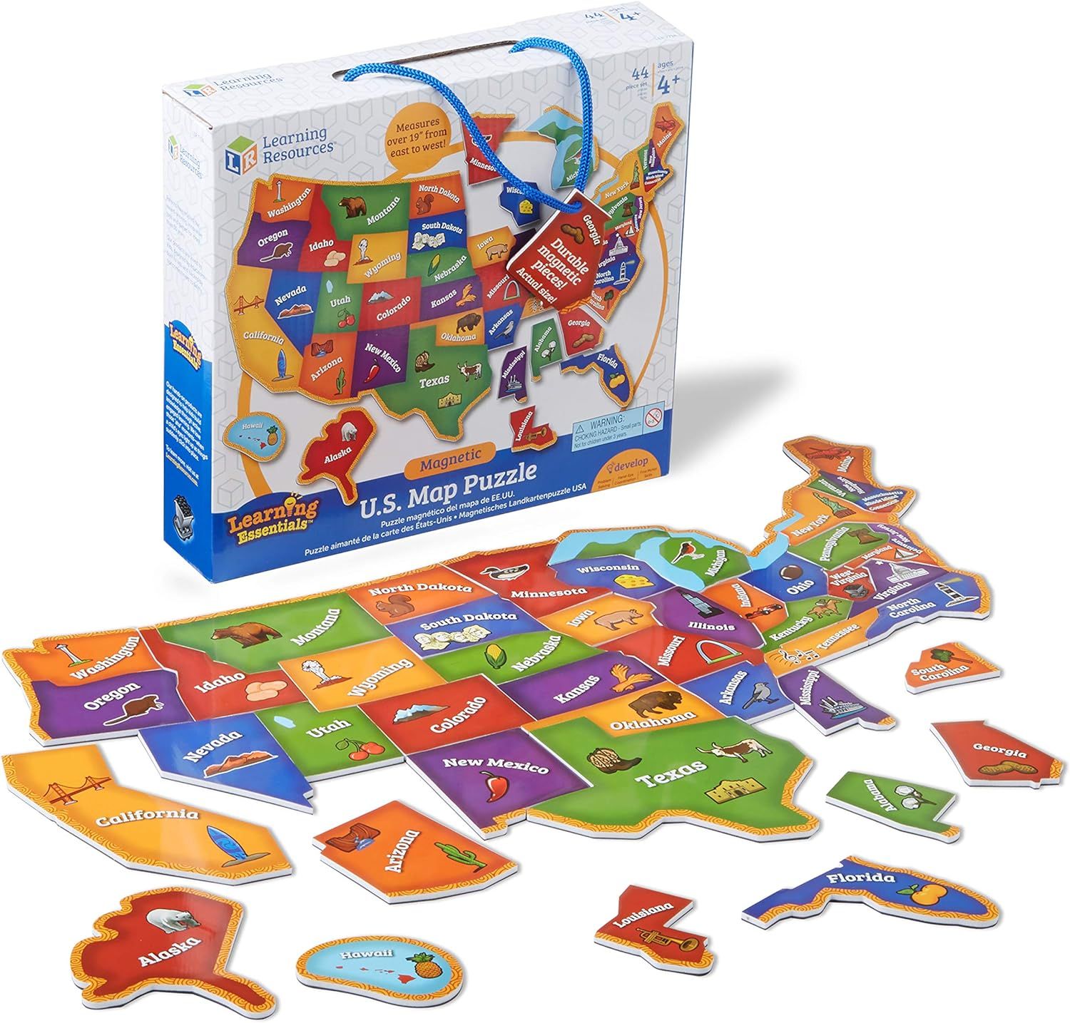 Learning Resources Magnetic US Map Puzzle - 44 Pieces, Puzzles for Kids Ages 4+, US Map for Kids ... | Amazon (US)