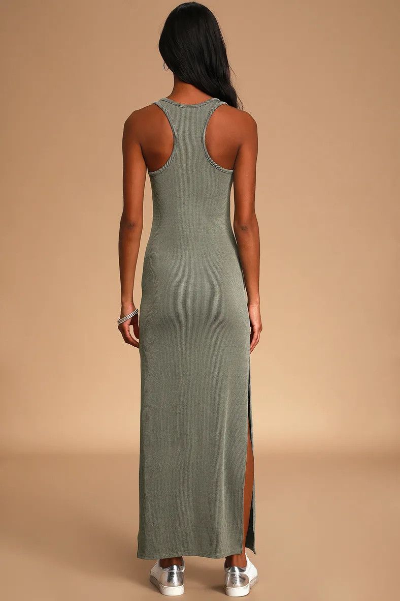 Relaxed but Not Least Sage Green Ribbed Sleeveless Maxi Dress | Lulus (US)