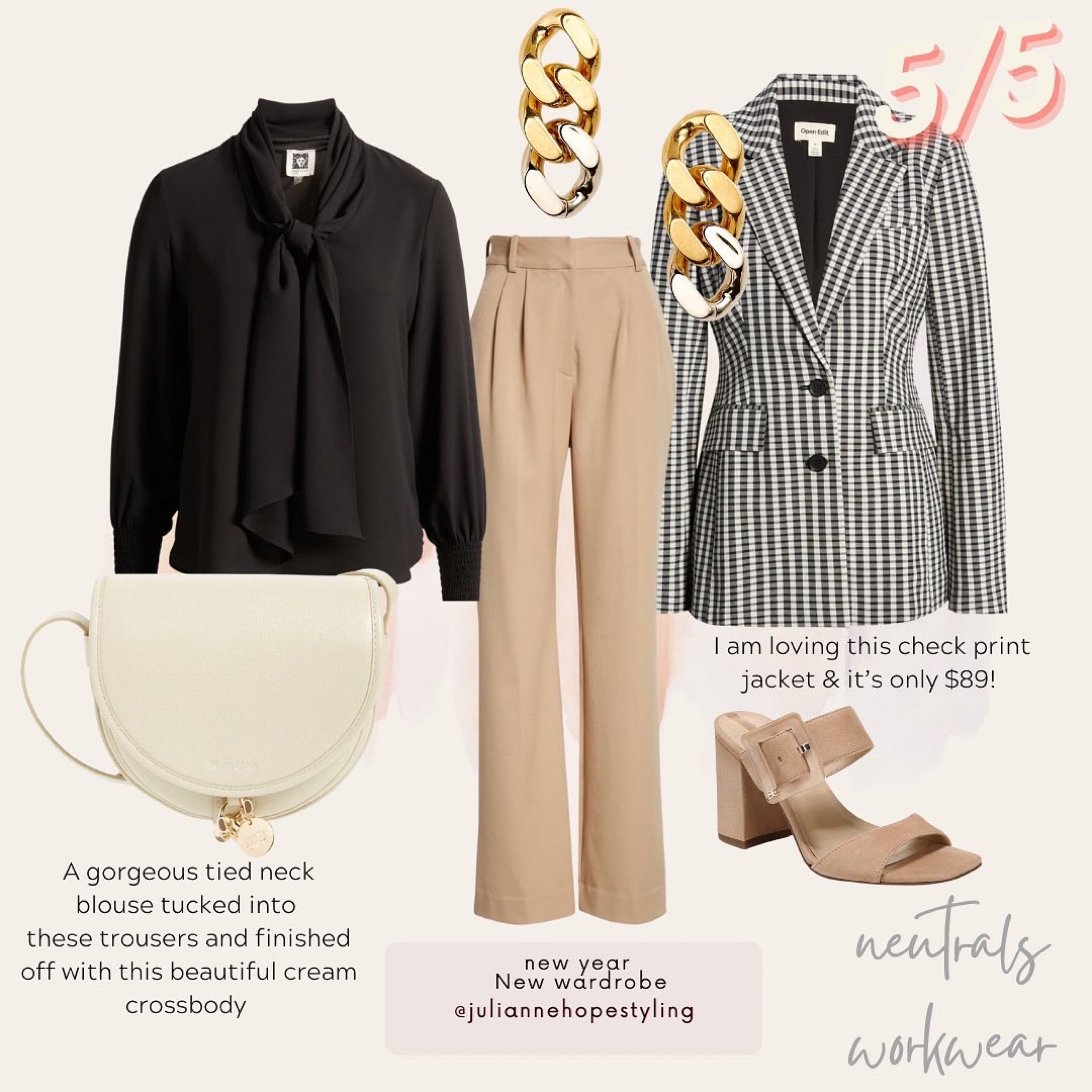 Neutral workwear, Chloe bag, ysl earrings 