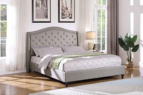 Best Master Furniture Sophie Upholstered Tufted Platform Bed, Grey King | Amazon (US)