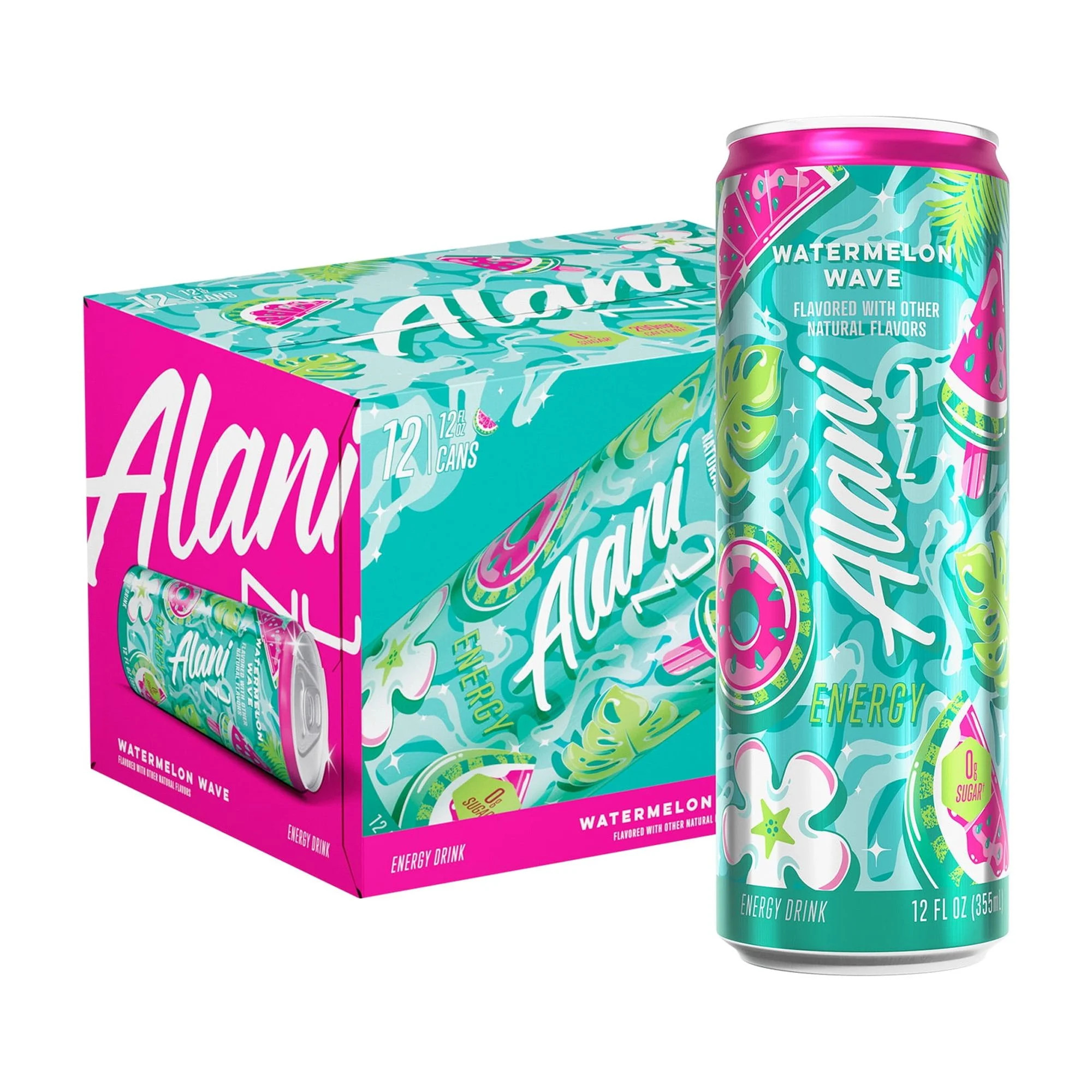 Alani Nu Sugar Free Energy Drink, Watermelon Wave, 12 fl oz, 12 Pack, Cans, 200mg Caffeine | Walmart (US)