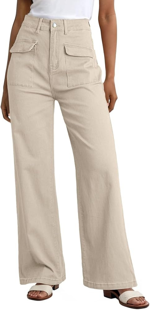 Dokotoo Women's Cargo Baggy Wide Leg High Waist Casual Stretch Pants | Amazon (US)