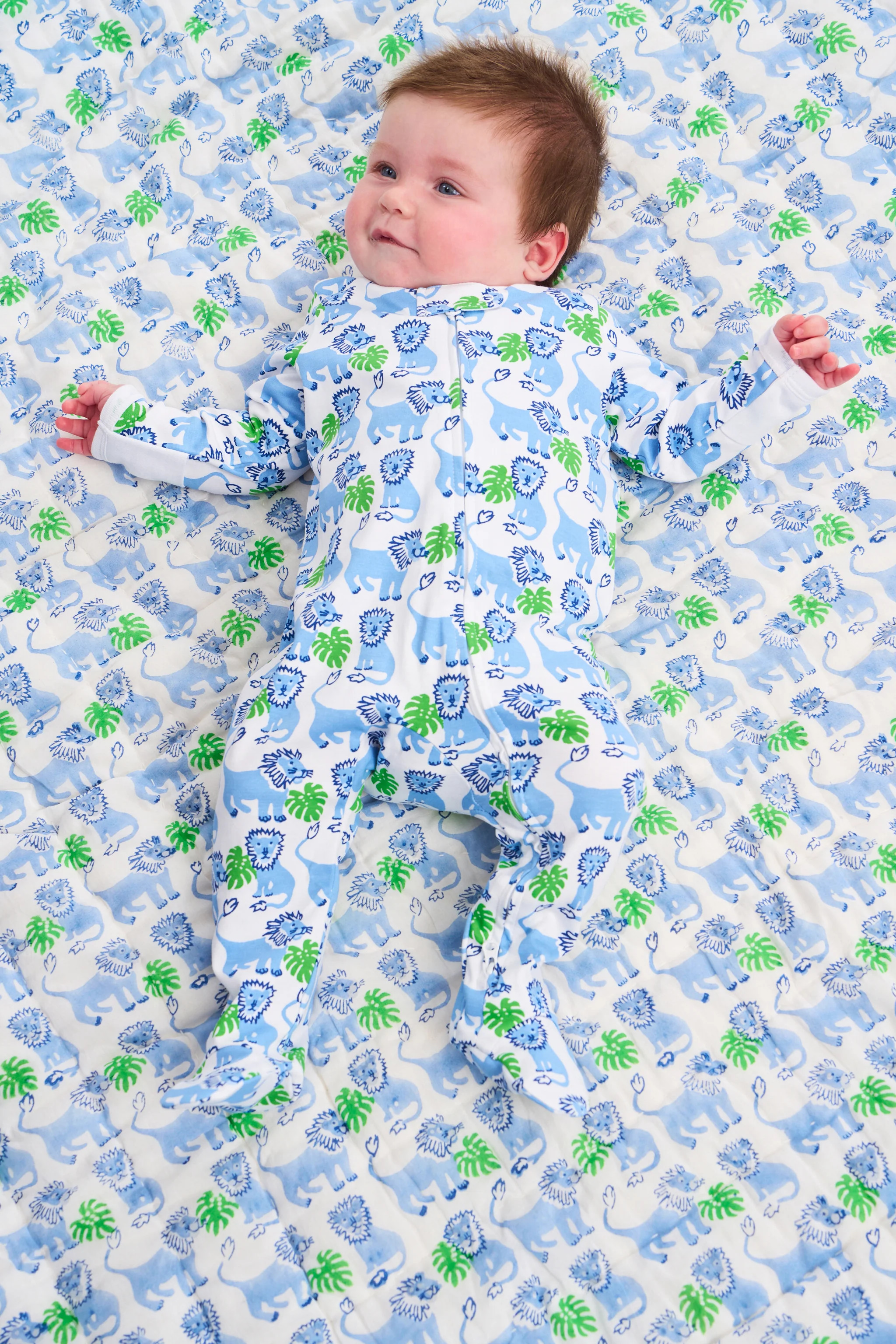 Infant Leo The Lion Zipper Footie BLUE / 6-9M | Roller Rabbit
