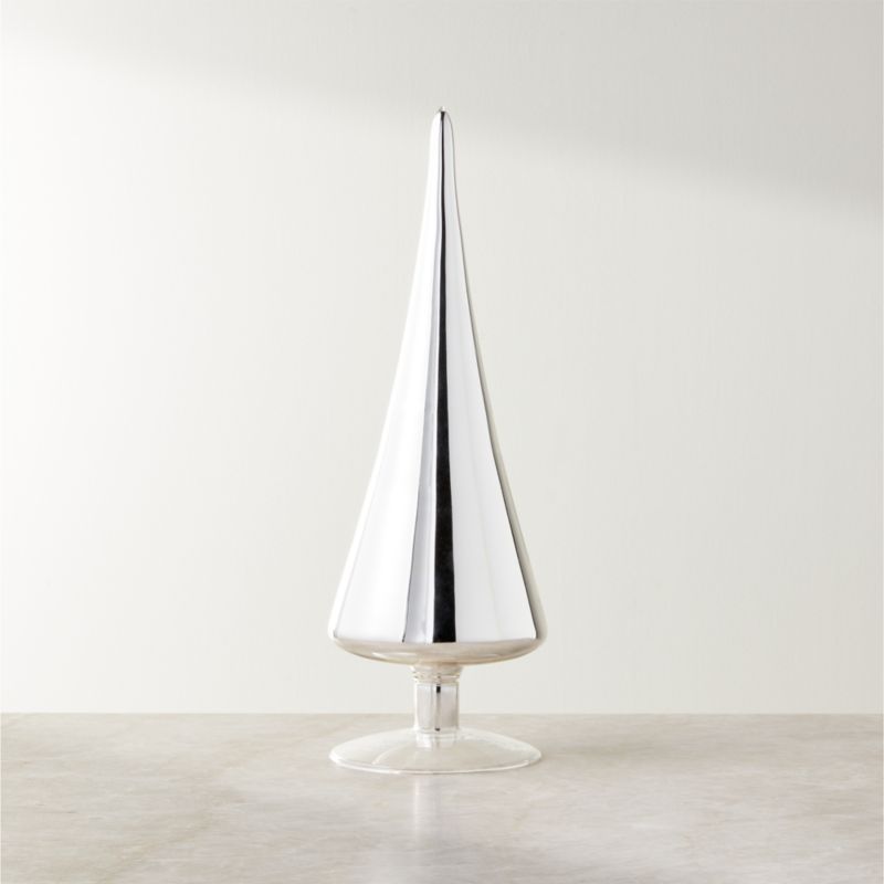 Paz Medium-Sized Silver Modern Glass Tabletop Christmas Tree + Reviews | CB2 | CB2