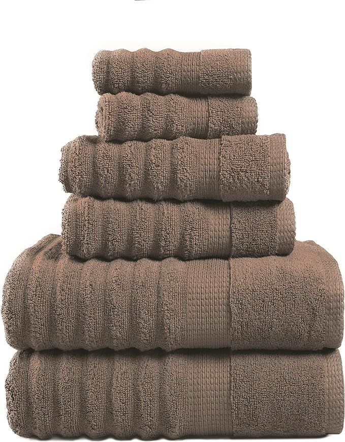 LANE LINEN Luxury Ribbed Bath Towels - 100% Cotton Towels for Bathroom, Zero Twist, Textured Show... | Amazon (US)