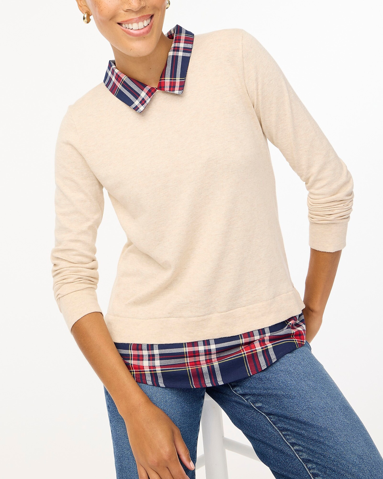 Woven-collar sweater | J.Crew Factory