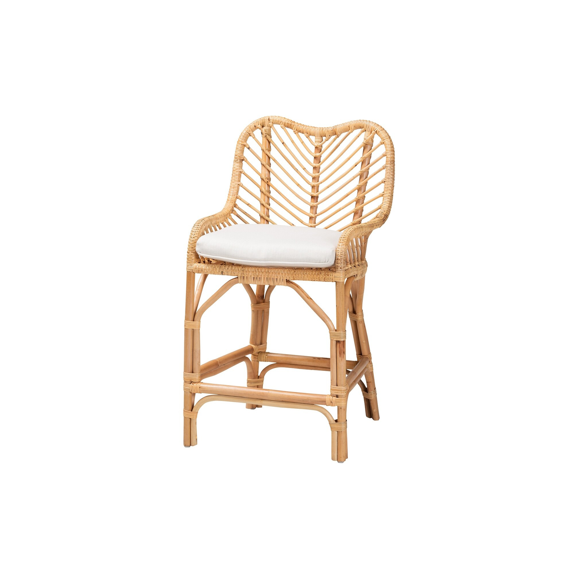 bali & pari Arween Modern Bohemian Natural Brown Rattan Counter Stool | Walmart (US)
