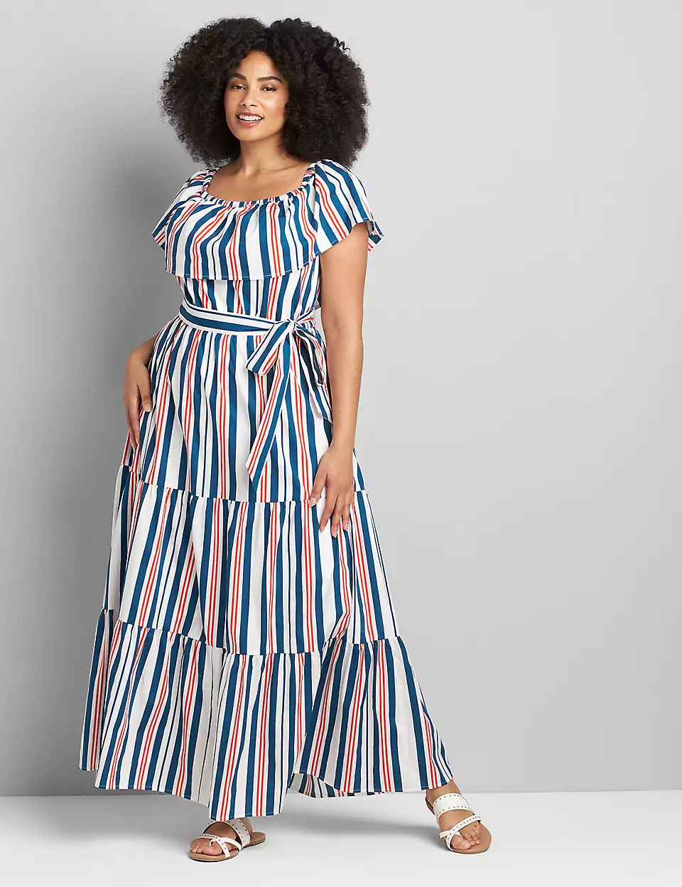 Multi-Way Off-The-Shoulder Poplin Maxi Dress | Lane Bryant (US)