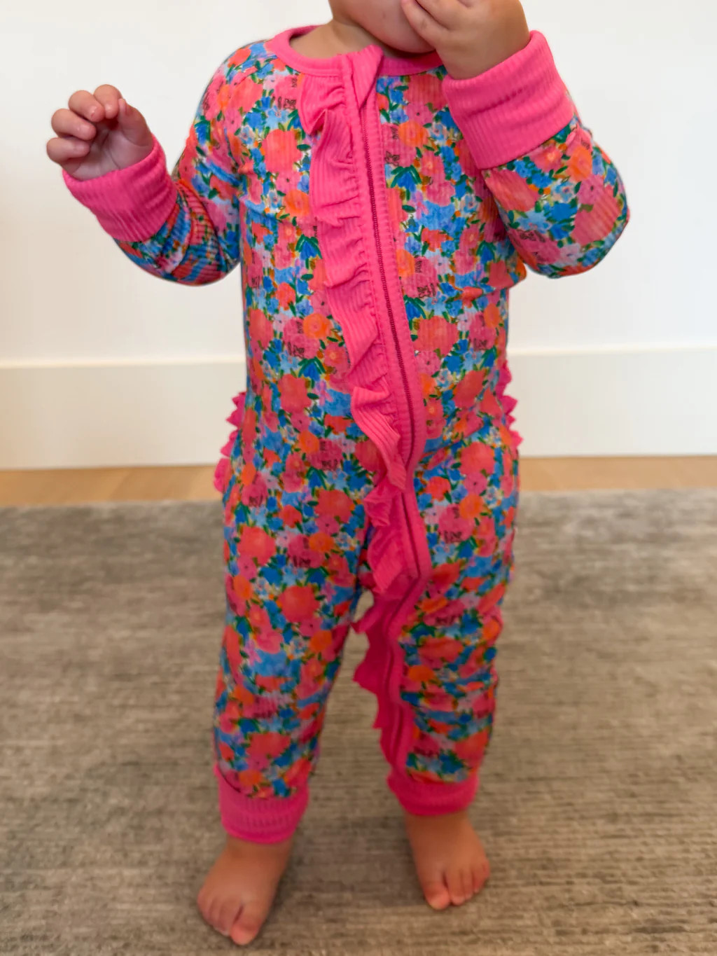 Bold Blooms Ruffle Ribbed Zippy | Tiny Talulah | Shop Talulah