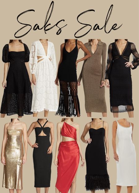 Kat Jamieson of With Love From Kat shares her fashion picks from the Saks Friends and Family sale!  Hurry before items sell out - it ends Monday October 3!  Midi dresses, formal dresses, cocktail dress, wedding guest, office style, long sleeve dress, bridal shower, bachelorette. 

#LTKwedding #LTKSeasonal #LTKsalealert