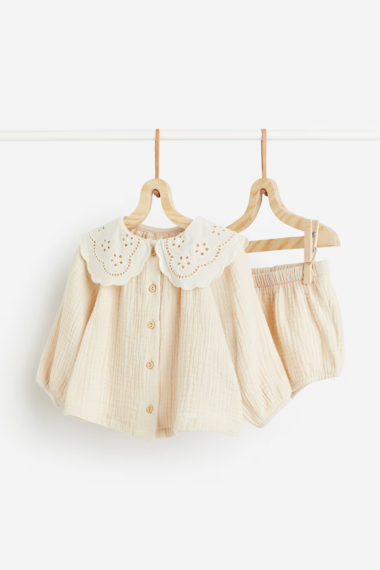 2-piece Blouse and Bloomers Set - Light beige - Kids | H&M CA | H&M (US + CA)