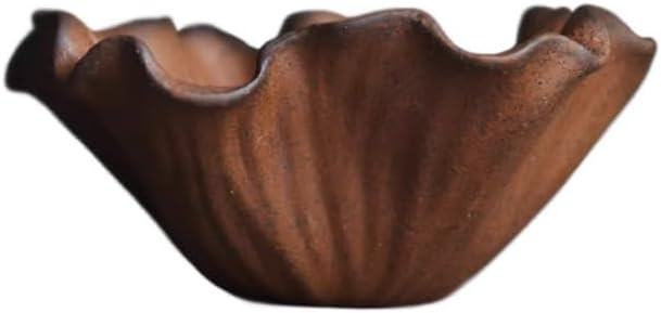 Vintage Pottery Teacup, Chinese Zen Style Lotus Leaf Design, Natural Teak Wood, Small Single Cup ... | Amazon (US)