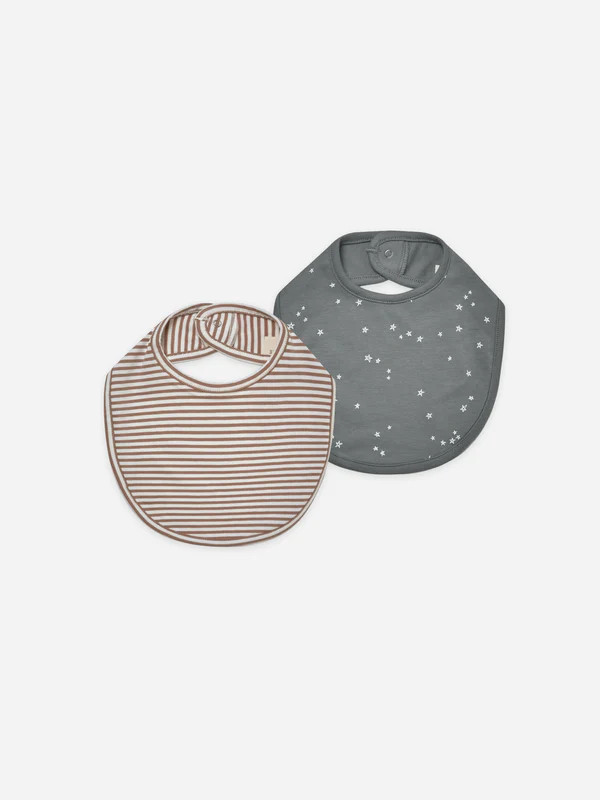 jersey snap bib set | stars, cocoa stripe | Quincy Mae