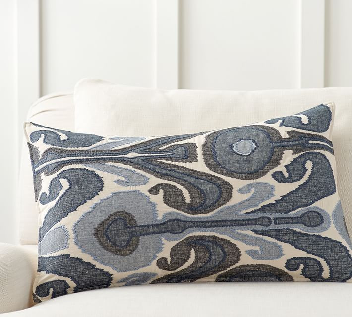 Kenmare Ikat Embroidered Lumbar Pillow Covers | Pottery Barn (US)