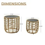 GRANDPATIO Outdoor Modern Boho Style Wave Wicker End Tables, Built-in Solar Lights, Natural Brown... | Walmart (US)