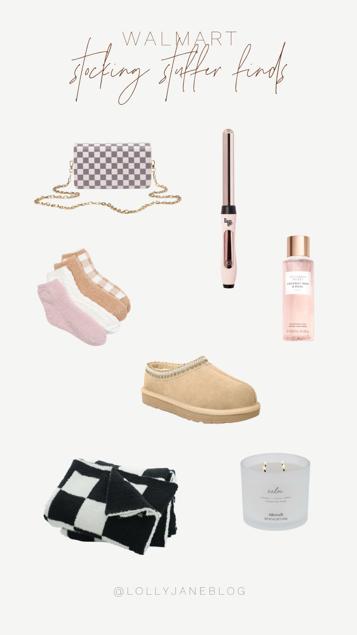 Walmart stocking stuffers ideas and finds 🫶🏻

Stocking stuffers that wow! Get ready to make this holiday season extra cozy and stylish with these adorable finds from Walmart. From a fuzzy checkered blanket and soft boots slippers to a chic checkered handbag, there’s something for everyone on your list. 
Light up their day with a soothing white candle.
Perfect their look with a curling iron.
Keep them cozy with fuzzy socks and a luxe Victoria’s Secret body spray.

Shop now and fill those stockings with love, warmth, and a little bit of glam! #HolidayShopping #StockingStuffers #CozyVibes #WalmartFinds #GiftIdeas

#LTKGiftGuide #LTKHoliday #LTKSeasonal