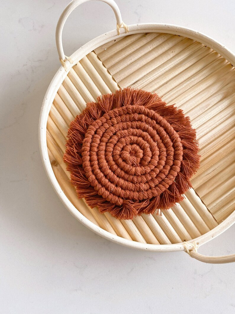 Terracotta Macrame Coaster / Made to Order / Coasters / Boho Coasters / Housewarming Gift / Weddi... | Etsy (US)