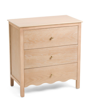 30in Scalloped Three Drawer Accent Table | Marshalls