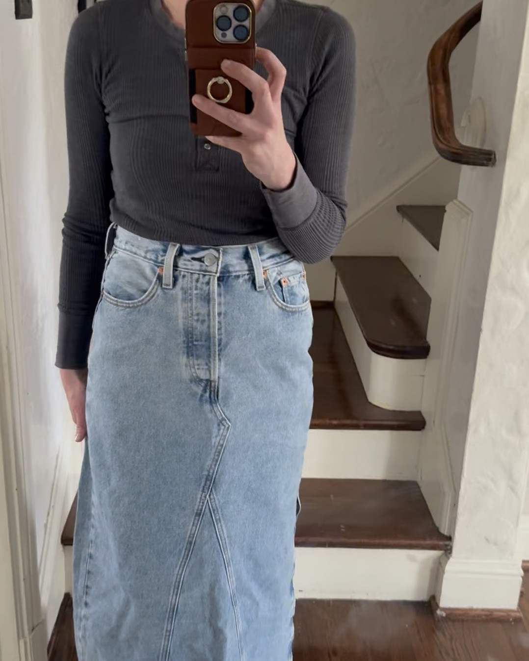 Love a long Jean skirt! This is from Target and love how it’s high waisted. 

#LTKStyleTip #LTKWorkwear #LTKHome