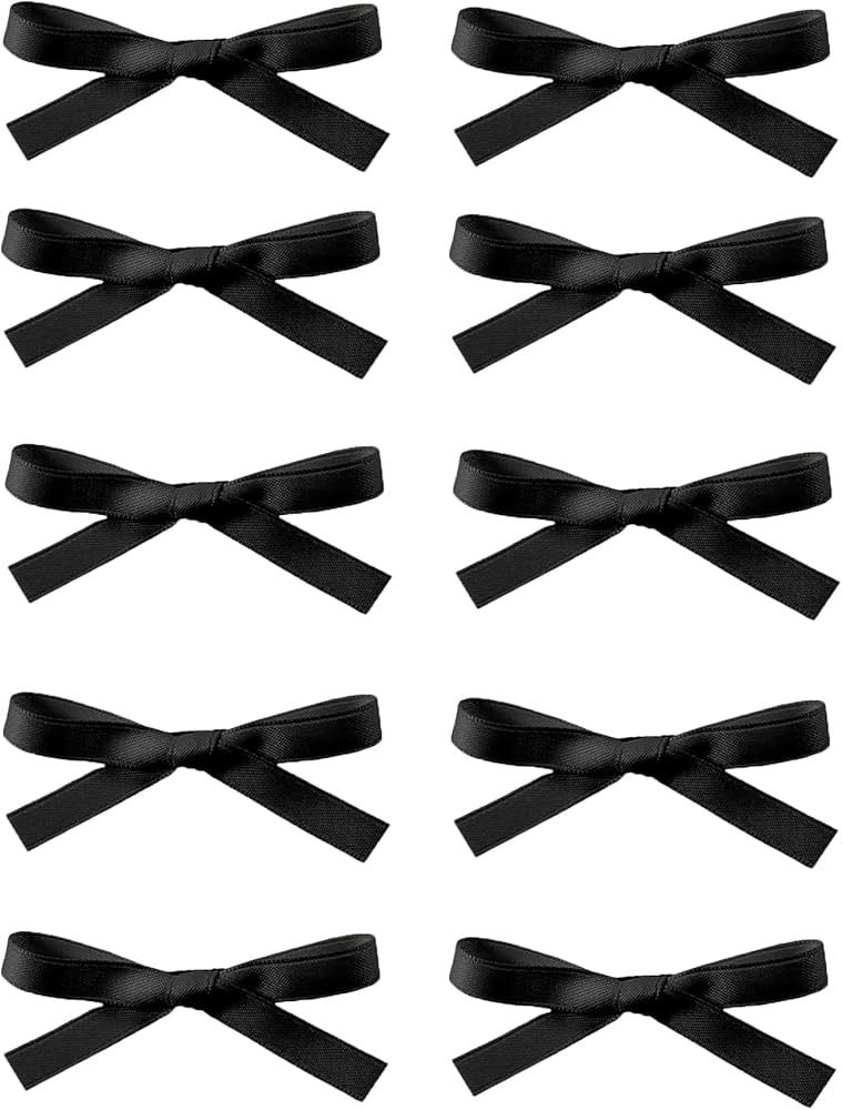 Ayesha Hair Ribbon 10PCS Hair Bows Clips Black Bowknot Satin Hair Ribbon for Women Girls Toddlers... | Amazon (US)