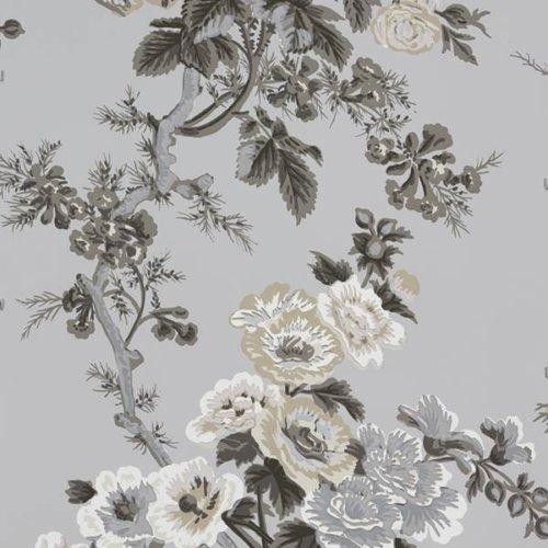 Schumacher Pyne Hollyhock Grisaille Wallpaper | DecoratorsBest