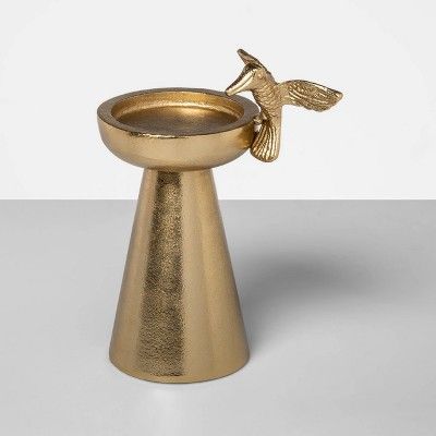7.4" x 5.7" Metal Hummingbird Pillar Candle Holder Gold - Opalhouse™ | Target