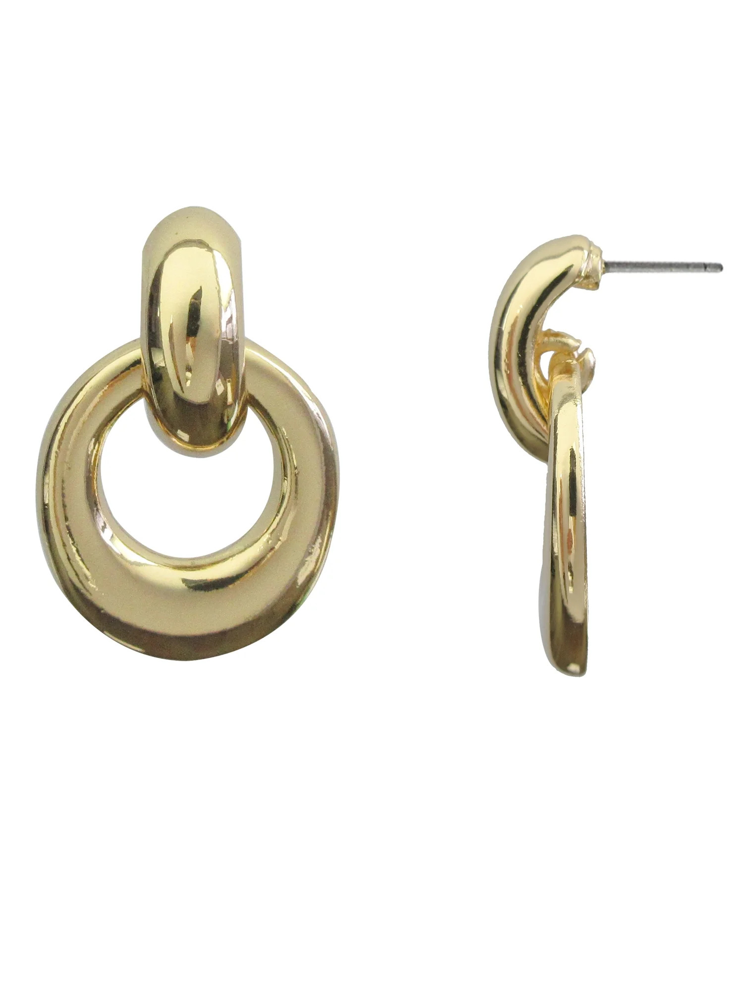 Time and Tru Women's Loop Drop Gold Earring Zinc Alloy/CZ | Walmart (US)