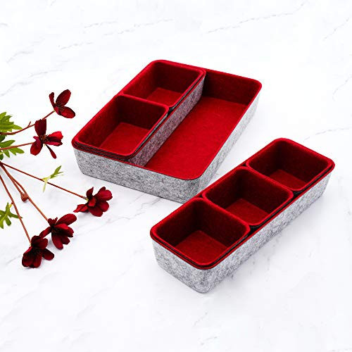 Welaxy Desk Drawer organizers tray Felt storage bins office Sleek Minimalist Lifestyle chic aesthetics room décor for dorm closet organize (Maroon) | Amazon (US)