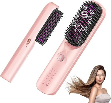 Cordless Hair Straightener Brush - Portable Hair Brush for Travel - 30s Fast Heating - 300 Millio... | Amazon (US)