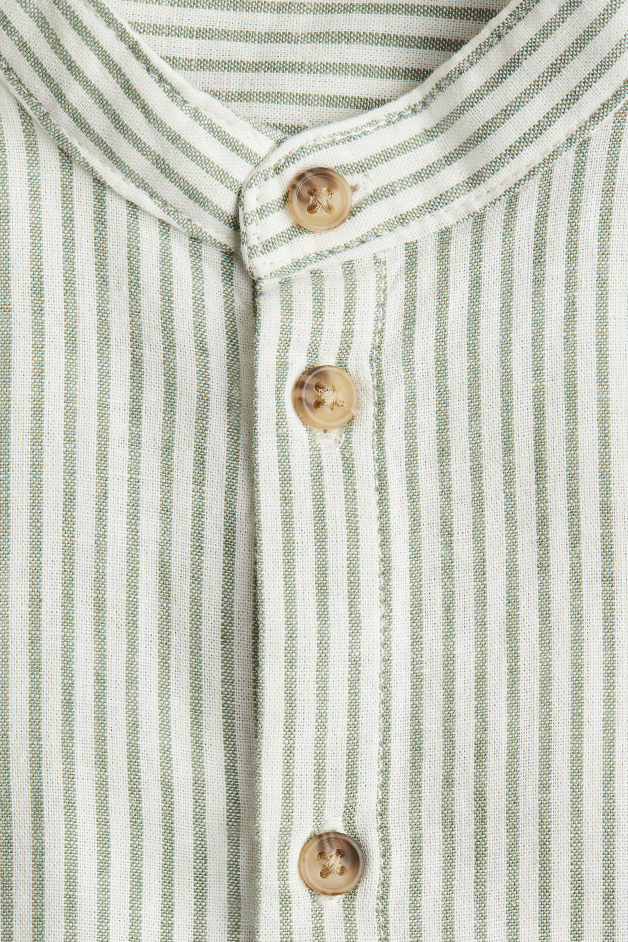 Linen-Blend Band Collar Shirt | H&M (US + CA)