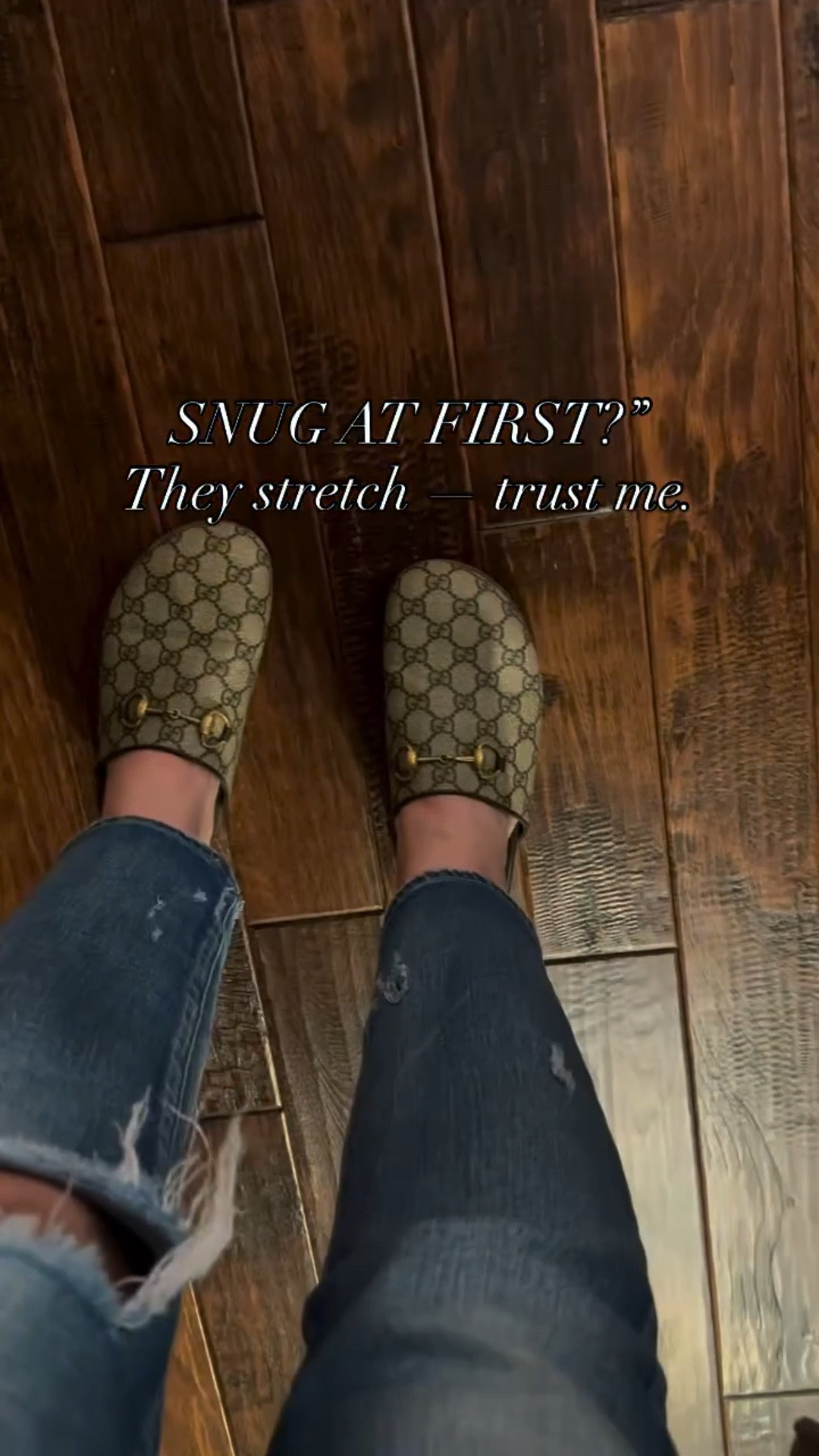 Walking proof 🚶‍♀️✨ these Gucci mules DO stretch.

If they feel snug but comfortable at first — don’t give up on them. The leather relaxes with wear and they get better every time 👌

I promise… they mold to your foot 🤍

Comment “LINK” for link 🔗
Link for link 🤝

#gucci #guccimules #guccishoes #ltkshoecrush #ltk #ltkstyletip #guccigang