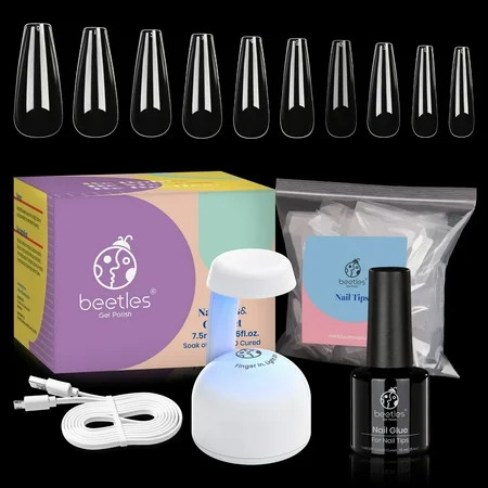 Beetles Nail Tips and Glue Gel Nail Kit 2 In 1 Nail Gel and Base Gel with 500Pcs Coffin Nails and In | Walmart (US)