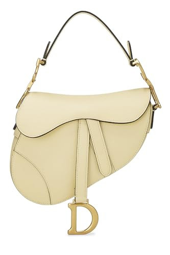 Dior, Pre-Loved Cream Leather Saddle Bag Mini, Yellow | Amazon (US)