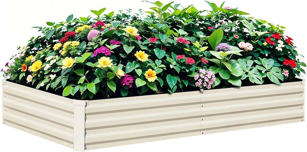 BUTUNITA Raised Garden Bed Beige, 6x3x1ft Galvanized Raised Garden Bed Outdoor Metal for Gardenin... | Amazon (US)