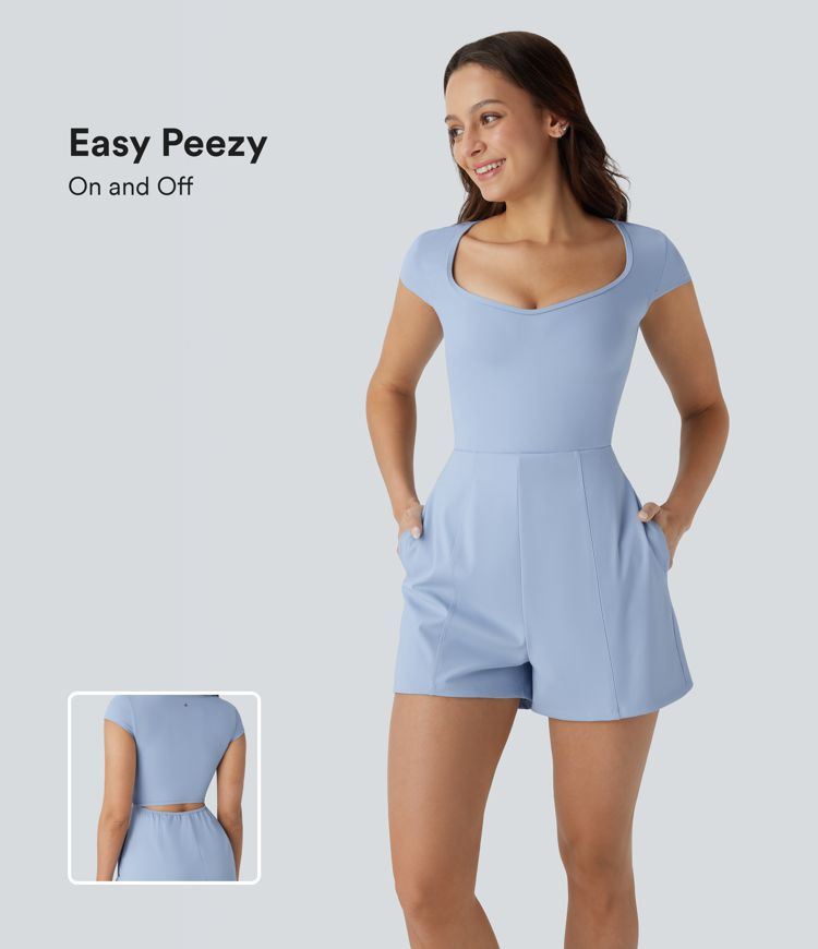Women’s Softlyzero™ Airy U Neck Cap Sleeve Side Pocket Cool Touch Yoga Jumpsuit-Easy Peezy - ... | HALARA