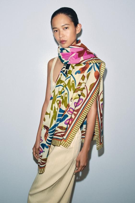 100% COTTON TROPICAL PRINT SCARF | Zara US