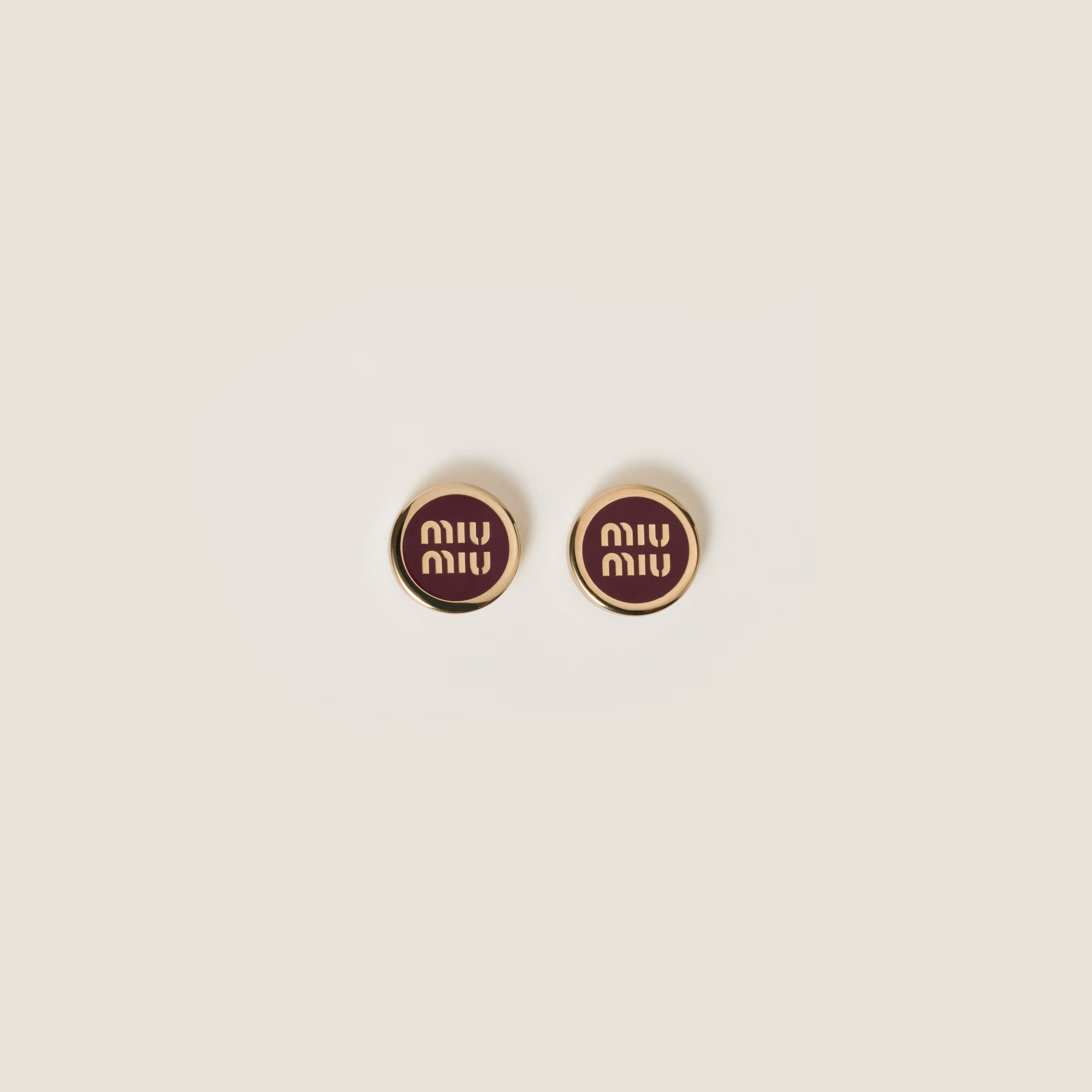 Amaranth Red/maize Yellow Enameled Metal Earrings | Miu Miu | Miu Miu UK