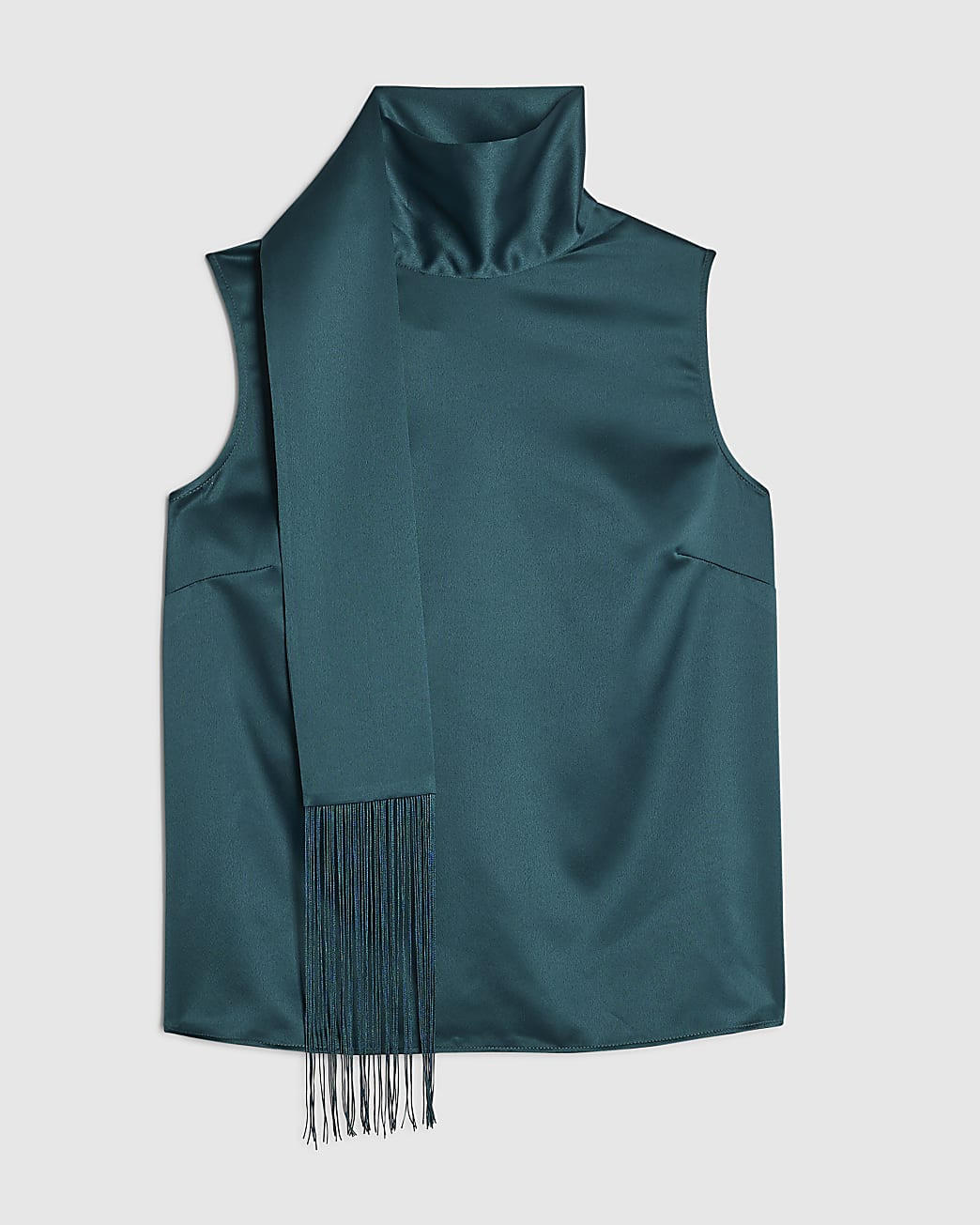 Blue Satin Fringe Scarf Tank Top | River Island UK & IE