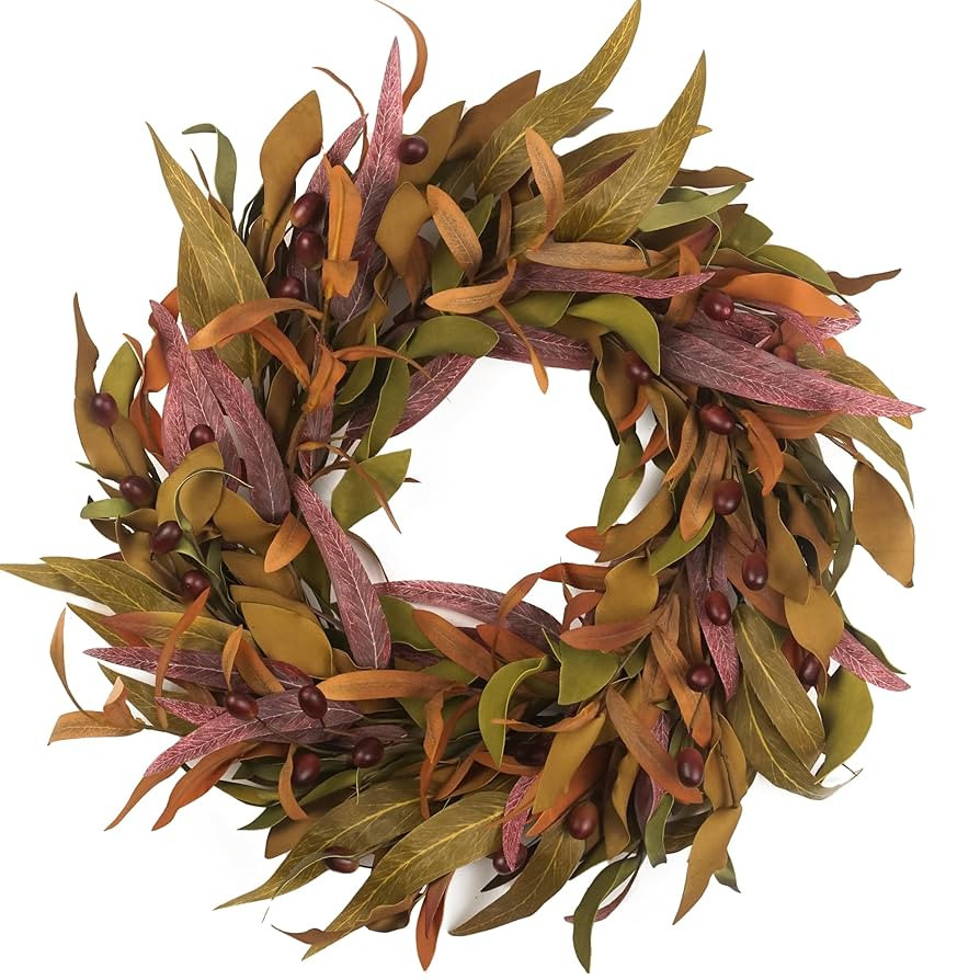 Fall Wreaths for Front Door 22 inch, Olive Fall Wreath with Olive Leaf Fruit, Home Decoration for... | Amazon (US)