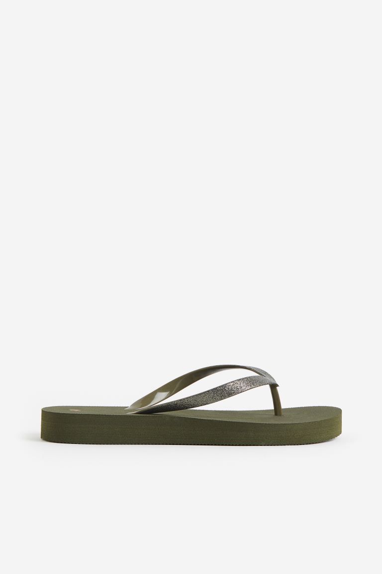 Flip-flops - Dark khaki green - Ladies | H&M US | H&M (US + CA)