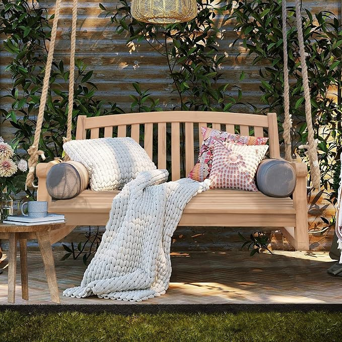 Seven Seas Teak San Jose Teak Wood Double Outdoor Porch Swing, 4 Foot       
        
           ... | Amazon (US)