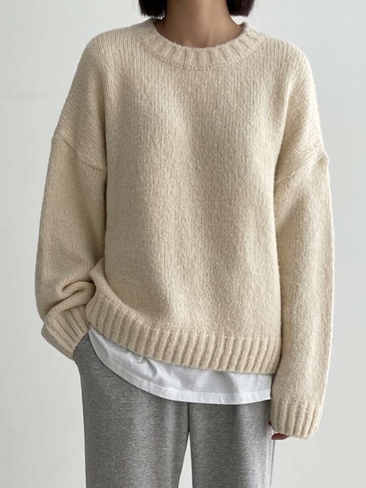 DAZY 1pc Solid Drop Shoulder Sweater | SHEIN