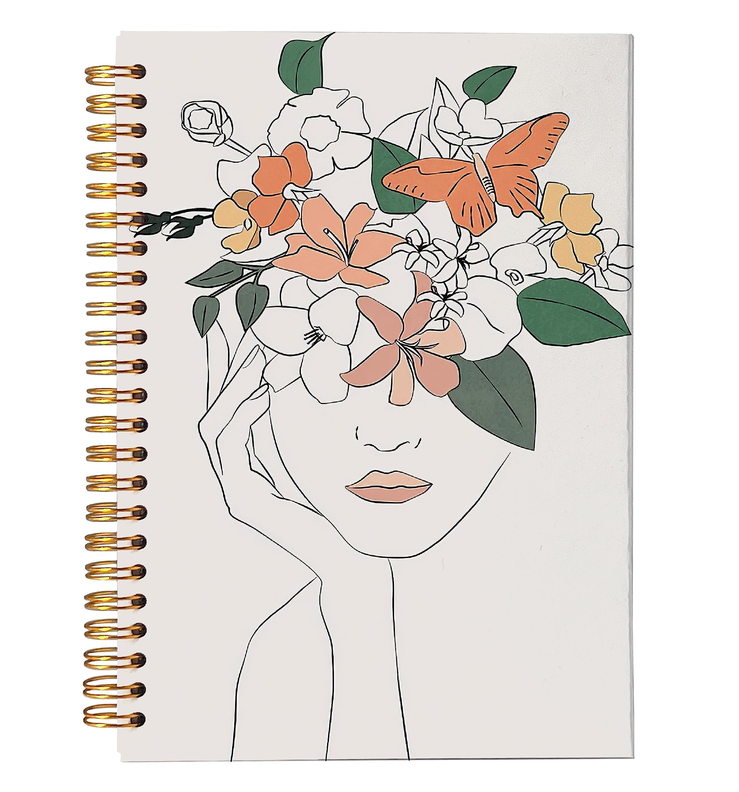 Minimalist Boho Neutral Botanical Flower Woman Girl Line Art Lined Spiral Journal Notebook 8.3×5... | Amazon (US)