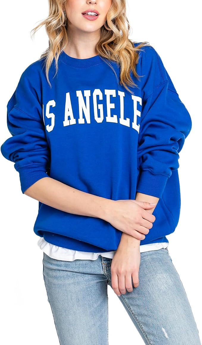 Urban Look Womens Loose Fit California and Los Angeles Fleece Sweatshirts | Amazon (US)