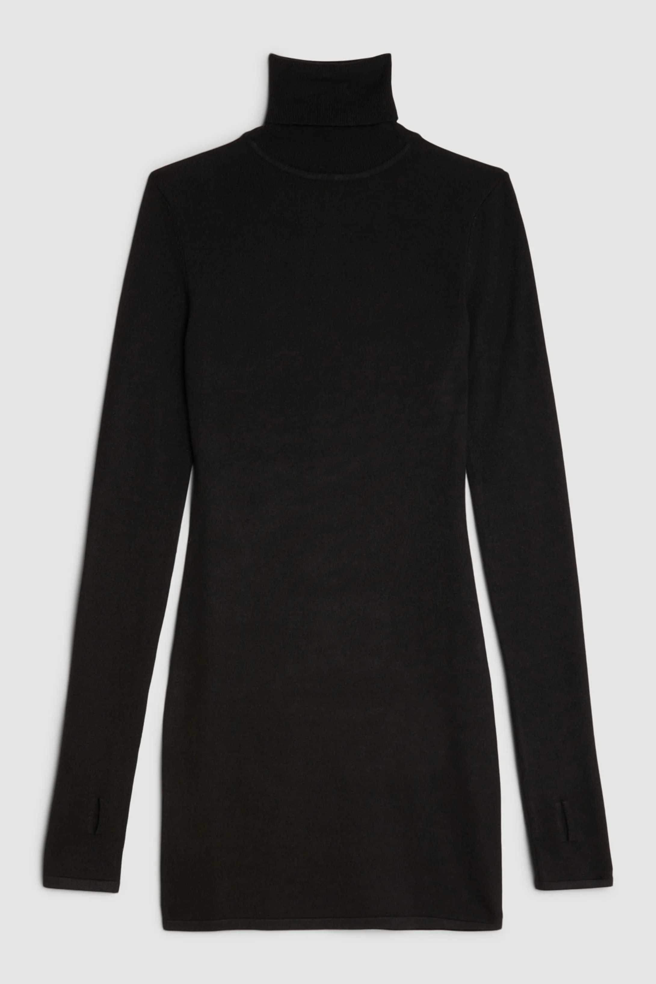 Viscose Blend Roll Neck Thumbhole Cuff Knit Mini Dress | Karen Millen UK + IE + DE + NL