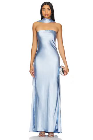 MISHA Lilia Sash Neck Maxi Dress in Cerulean Blue from Revolve.com | Revolve Clothing (Global)