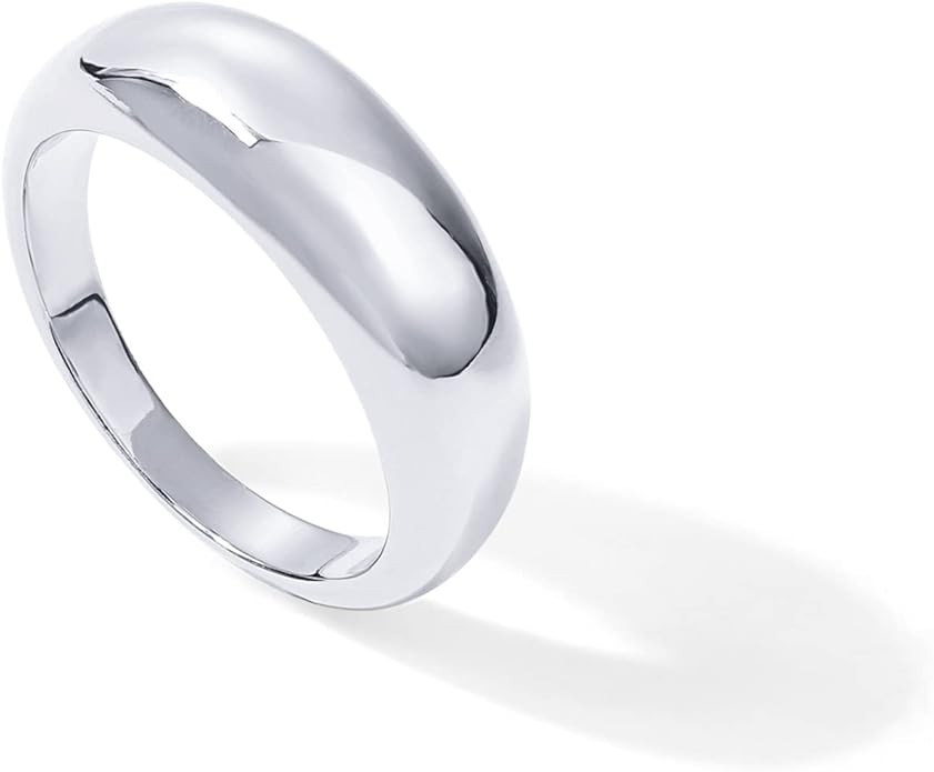 PAVOI 14K Gold Plated Chunky Dome Ring |Puffy Dome Stackable Rings | Chunky Signet Ring for Women | Amazon (US)